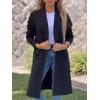 image:imageCHARTOU Womens Lapel Knit Mid Long Pea Coat Tweed Jacket Blazer Open Front Cardigan Sweater with PocketsBlack