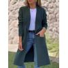image:imageCHARTOU Womens Lapel Knit Mid Long Pea Coat Tweed Jacket Blazer Open Front Cardigan Sweater with PocketsGreen