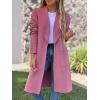 image:imageCHARTOU Womens Lapel Knit Mid Long Pea Coat Tweed Jacket Blazer Open Front Cardigan Sweater with PocketsPink