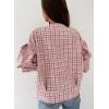 image:imageCHARTOU Womens Loose Fit Lightweight O Neck Long Sleeve Button Down Plaid JacketPink