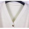image:imageCHARTOU Womens Loose V Neck Lantern Sleeve Knit Ribbed Sweater Jacket Short Cardigan KnitwearWhite