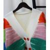 image:imageCHARTOU Womens Open Front Cardigan Slouchy Fluffy Stripes Contrast Color RibKnit SweaterGreen