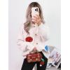 image:imageCHARTOU Womens Oversized Cardigan Fall Knit Short Button Up Sweater Cute Mushroom Long Sleeve TopsApricot