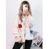 image:imageCHARTOU Womens Oversized Cardigan Fall Knit Short Button Up Sweater Cute Mushroom Long Sleeve TopsApricot