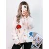 image:imageCHARTOU Womens Oversized Cardigan Fall Knit Short Button Up Sweater Cute Mushroom Long Sleeve TopsApricot