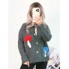 image:imageCHARTOU Womens Oversized Cardigan Fall Knit Short Button Up Sweater Cute Mushroom Long Sleeve TopsGrey