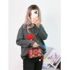 image:imageCHARTOU Womens Oversized Cardigan Fall Knit Short Button Up Sweater Cute Mushroom Long Sleeve TopsGrey