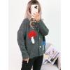 image:imageCHARTOU Womens Oversized Cardigan Fall Knit Short Button Up Sweater Cute Mushroom Long Sleeve TopsGrey