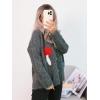 image:imageCHARTOU Womens Oversized Cardigan Fall Knit Short Button Up Sweater Cute Mushroom Long Sleeve TopsGrey
