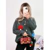 image:imageCHARTOU Womens Oversized Cardigan Fall Knit Short Button Up Sweater Cute Mushroom Long Sleeve TopsGrey