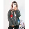 image:imageCHARTOU Womens Oversized Cardigan Fall Knit Short Button Up Sweater Cute Mushroom Long Sleeve TopsGrey