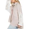 image:imageCHARTOU Womens Oversized Lace Crochet Patchwork Button Down Long Sleeve Blouse ShirtApricot