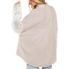 image:imageCHARTOU Womens Oversized Lace Crochet Patchwork Button Down Long Sleeve Blouse ShirtApricot