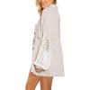 image:imageCHARTOU Womens Oversized Lace Crochet Patchwork Button Down Long Sleeve Blouse ShirtApricot