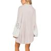 image:imageCHARTOU Womens Oversized Lace Crochet Patchwork Button Down Long Sleeve Blouse ShirtApricot