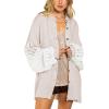 image:imageCHARTOU Womens Oversized Lace Crochet Patchwork Button Down Long Sleeve Blouse ShirtApricot