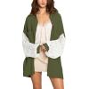 image:imageCHARTOU Womens Oversized Lace Crochet Patchwork Button Down Long Sleeve Blouse ShirtArmy Green