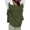 image:imageCHARTOU Womens Oversized Lace Crochet Patchwork Button Down Long Sleeve Blouse ShirtArmy Green