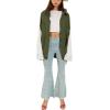 image:imageCHARTOU Womens Oversized Lace Crochet Patchwork Button Down Long Sleeve Blouse ShirtArmy Green
