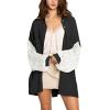 image:imageCHARTOU Womens Oversized Lace Crochet Patchwork Button Down Long Sleeve Blouse ShirtBlack