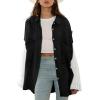 image:imageCHARTOU Womens Oversized Lace Crochet Patchwork Button Down Long Sleeve Blouse ShirtBlack