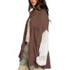 image:imageCHARTOU Womens Oversized Lace Crochet Patchwork Button Down Long Sleeve Blouse ShirtCoffee