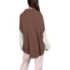 image:imageCHARTOU Womens Oversized Lace Crochet Patchwork Button Down Long Sleeve Blouse ShirtCoffee