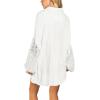image:imageCHARTOU Womens Oversized Lace Crochet Patchwork Button Down Long Sleeve Blouse ShirtWhite