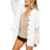 image:imageCHARTOU Womens Oversized Lace Crochet Patchwork Button Down Long Sleeve Blouse ShirtWhite