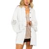 image:imageCHARTOU Womens Oversized Lace Crochet Patchwork Button Down Long Sleeve Blouse ShirtWhite