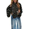image:imageCHARTOU Womens Polka Dot Chiffon Blouse Dressy Bow Tie Loose Lantern Sleeve SemiSheer Shirt Summer Top 2026Black