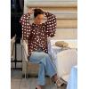 image:imageCHARTOU Womens Polka Dot Chiffon Blouse Dressy Bow Tie Loose Lantern Sleeve SemiSheer Shirt Summer Top 2026Brown