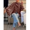 image:imageCHARTOU Womens Polka Dot Chiffon Blouse Dressy Bow Tie Loose Lantern Sleeve SemiSheer Shirt Summer Top 2026Brown