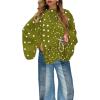 image:imageCHARTOU Womens Polka Dot Chiffon Blouse Dressy Bow Tie Loose Lantern Sleeve SemiSheer Shirt Summer Top 2026Green