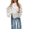 image:imageCHARTOU Womens Polka Dot Chiffon Blouse Dressy Bow Tie Loose Lantern Sleeve SemiSheer Shirt Summer Top 2026White