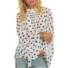 image:imageCHARTOU Womens Polka Dot Chiffon Blouse Dressy Bow Tie Loose Lantern Sleeve SemiSheer Shirt Summer Top 2026White