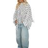image:imageCHARTOU Womens Polka Dot Chiffon Blouse Dressy Bow Tie Loose Lantern Sleeve SemiSheer Shirt Summer Top 2026White