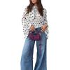 image:imageCHARTOU Womens Polka Dot Chiffon Blouse Dressy Bow Tie Loose Lantern Sleeve SemiSheer Shirt Summer Top 2026White