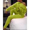 image:imageCHARTOU Womens Sexy One Shoulder 2 Pieces Outfit Chunky Cable Knit Sweater Crop Top Pants SetGreen