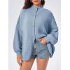 image:imageCHARTOU Womens Slouchy Chunky Cardigan Knit Casual Button Up Long Sleeve Sweaters Baggy Solid Fall OutfitsBlue