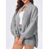 image:imageCHARTOU Womens Slouchy Chunky Cardigan Knit Casual Button Up Long Sleeve Sweaters Baggy Solid Fall OutfitsGrey