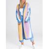 image:imageCHARTOU Womens Stripe Knitted Open Front Cardigan Sweater Long Sleeve Color Block Pocketed Fall Coat CasualBlue