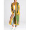 image:imageCHARTOU Womens Stripe Knitted Open Front Cardigan Sweater Long Sleeve Color Block Pocketed Fall Coat CasualGreen