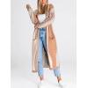 image:imageCHARTOU Womens Stripe Knitted Open Front Cardigan Sweater Long Sleeve Color Block Pocketed Fall Coat CasualKhaki