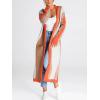 image:imageCHARTOU Womens Stripe Knitted Open Front Cardigan Sweater Long Sleeve Color Block Pocketed Fall Coat CasualOrange