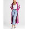 image:imageCHARTOU Womens Stripe Knitted Open Front Cardigan Sweater Long Sleeve Color Block Pocketed Fall Coat CasualPurple