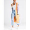 image:imageCHARTOU Womens Stripe Knitted Open Front Cardigan Sweater Long Sleeve Color Block Pocketed Fall Coat CasualYellow