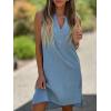 image:imageCHARTOU Womens Summer Sleeveless Mid Long Shift Dress Linen Tunic Lightweight Henley Shirt DressBlue