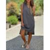 image:imageCHARTOU Womens Summer Sleeveless Mid Long Shift Dress Linen Tunic Lightweight Henley Shirt DressGrey