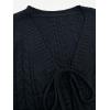 image:imageCHARTOU Womens Tie Front Cropped Cardigan Chunky Knit Cute Y2k Bow Cardigan Sweater Long Sleeve Outwear TopsBlack